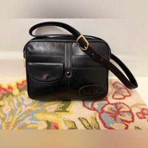 MARIO VALENTINO Unisex Rare Vintage Black Leather Satchel Crossbody